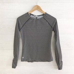 {Athleta} Black & beige striped rash guard top,XXS